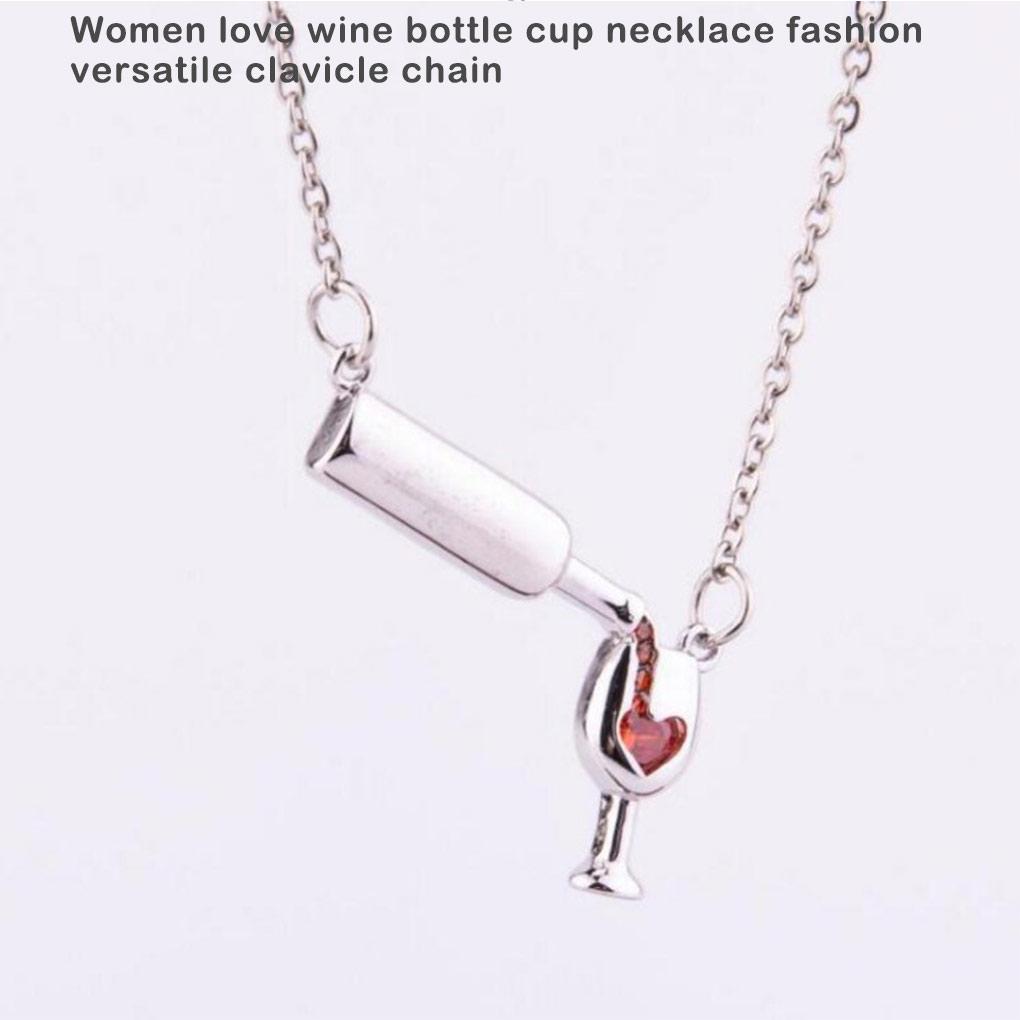Lightweight Glass Pendant Necklace For Fashionable Women Wine Glass Pendant Cup Necklace Wine Bottle