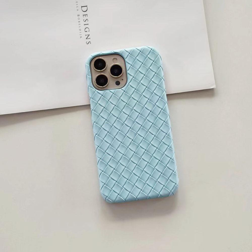 Applicable To iPhone17/15Pro Apple Mobile Phone Case Braided Pattern Solid Color Half Pack Anti-drop Heat Dissipation Hard PC Mobile Phone
