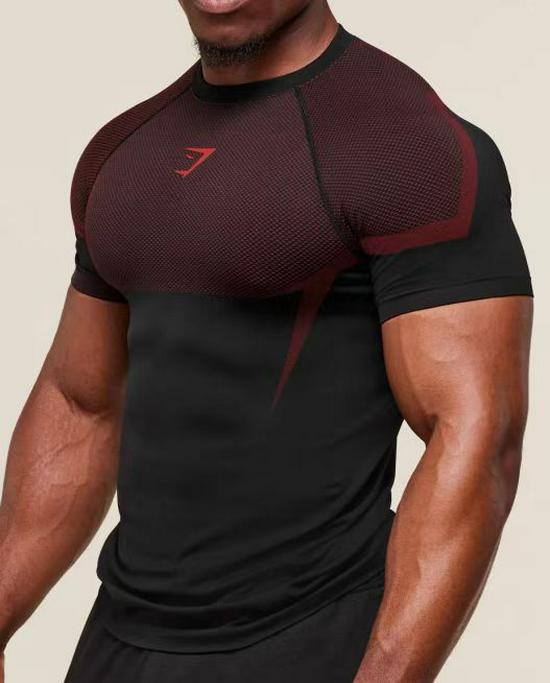 Men's Short Sleeve Gym Sports T-Shirt: Elastic, Crew Neck, Fashion Printed, Fitness Running Training Top