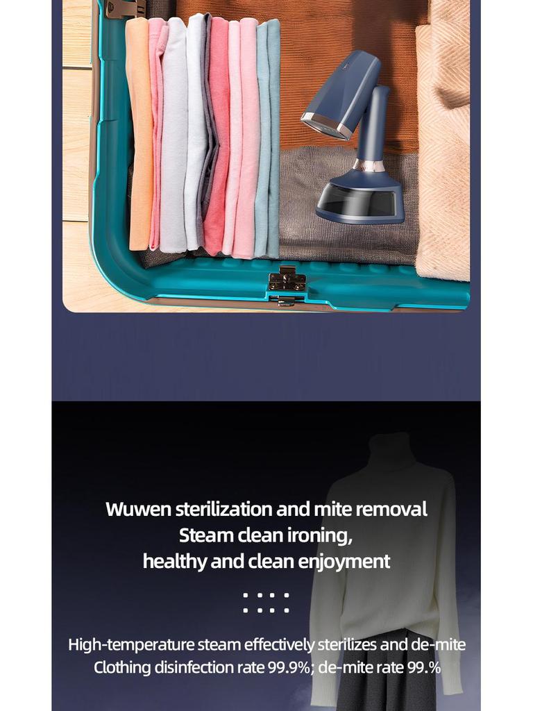 Compact Digital Garment Steamer & Iron with Folding Design - Handheld All-in-One for Household Use