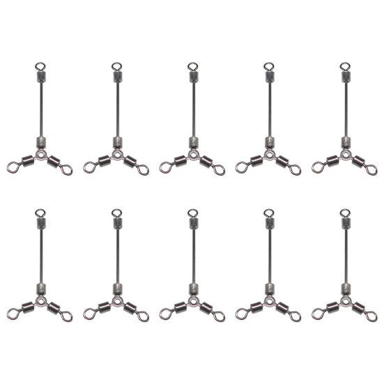 10Pcs Long Fishing Connector Rolling Swivel Stainless Steel