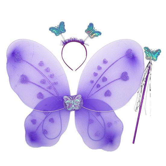 Yousheng 1 Set Girls Butterfly Wings Kids Foldable Butterfly Fairy Wings Hairband And Wand Fairy Costume Props for Halloween Parties Cosplay Photo