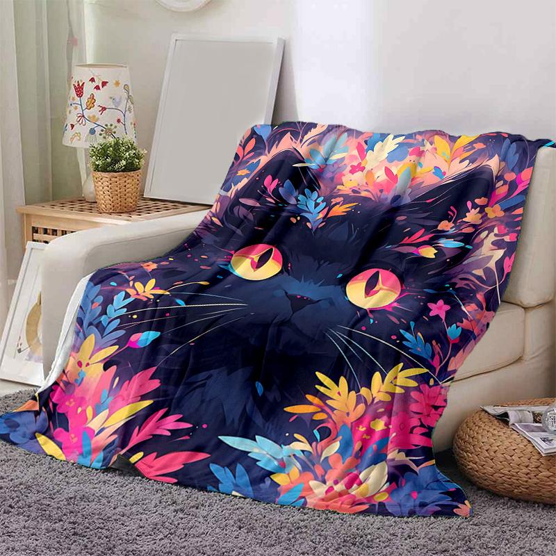 1pc Adorable Kitten Love Blanket Soft Throw for Home Decor, Gift Idea, Living Room, Travel, Camping, Car Blankets