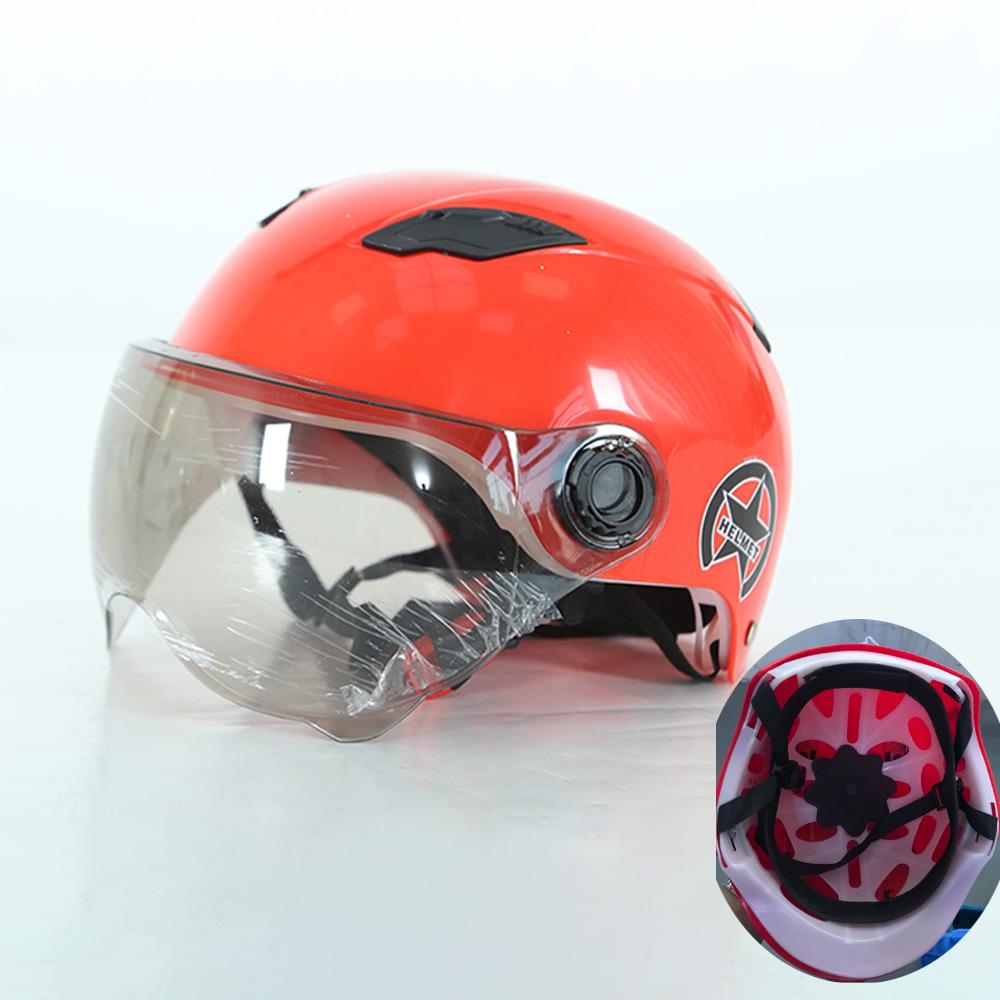 Men Motorcycle Helmet,Woman Electric Motor Car Scooter Bike Open Face Half Helmet,Anti-UV Safety Hat Bicycle Cap with Goggles