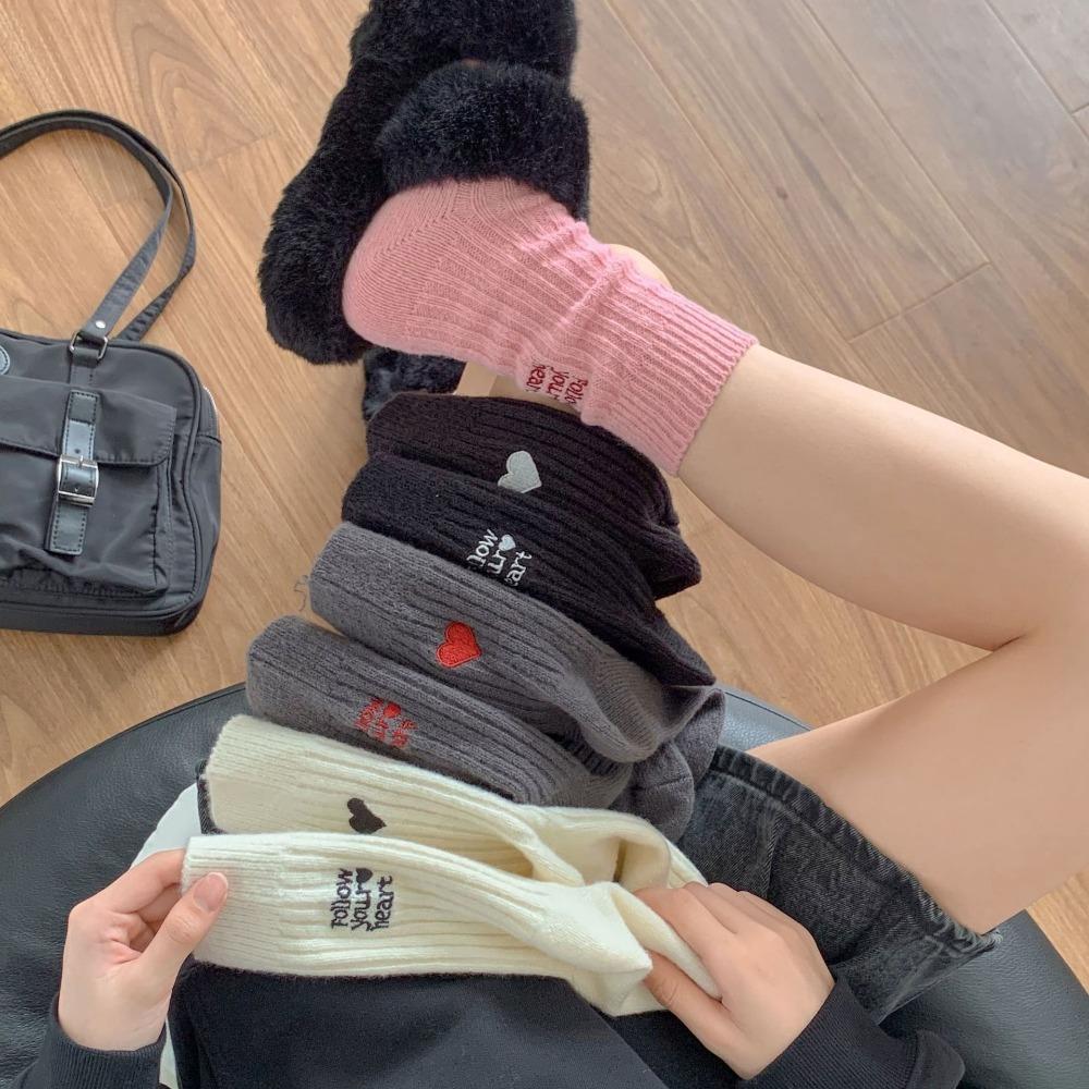 

Keep Warm Snow Boot Socks Embroidered Letter Knitted Socks Fashion Mid-Tube Socks Winter сірий