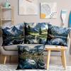 Mountain Lake Landscape Pillowcase - Nature Scenery Decorative Pillow Cover for Sofa Bedroom Living Room