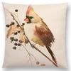 Watercolor Birds Series Cushion Cover Goldfinch Chickadee Cardinal Kingfisher Prints Pillow Case