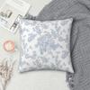 Toile Dusty Blue Roses Square Pillowcase Polyester Linen Velvet Creative Zip Decorative Pillow Case Home Cushion Cover 45X45