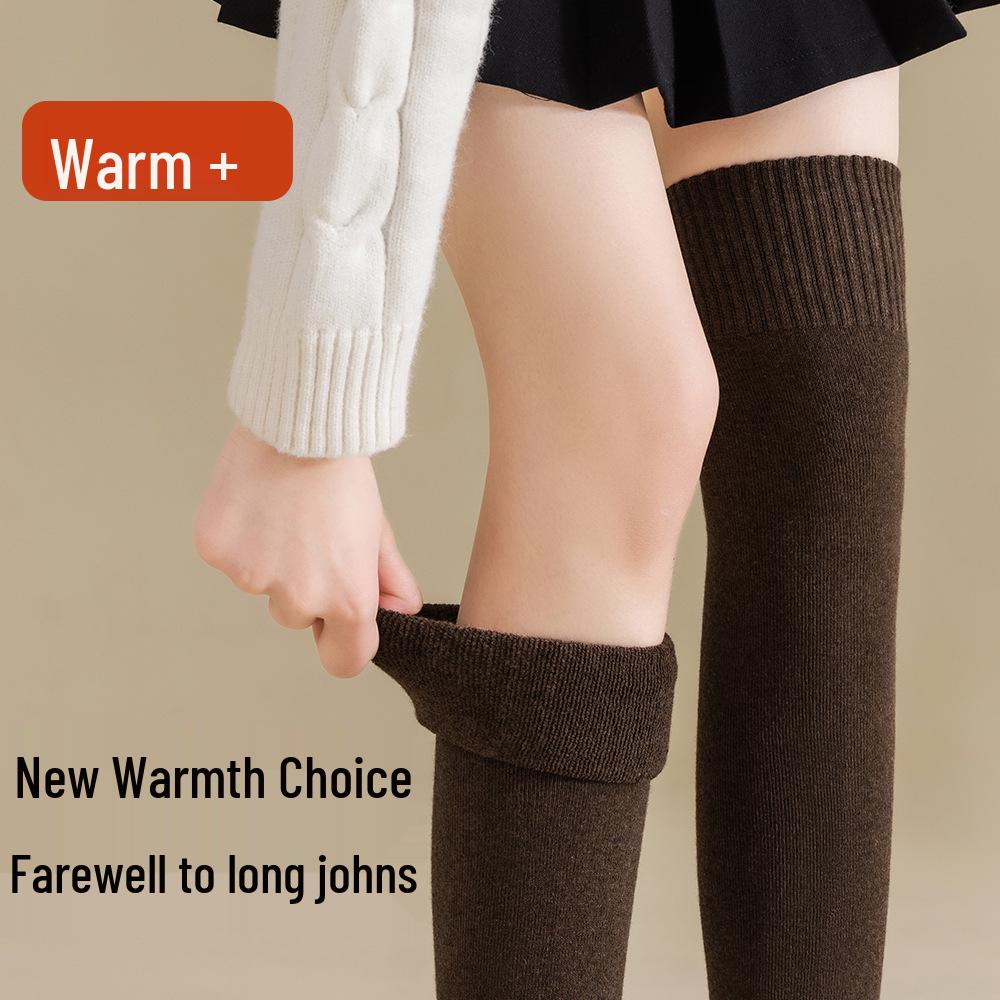 2025 Autumn/Winter Women's Fleece-Lined Over-the-Knee Socks – Warm, Thick, Terry Cotton.