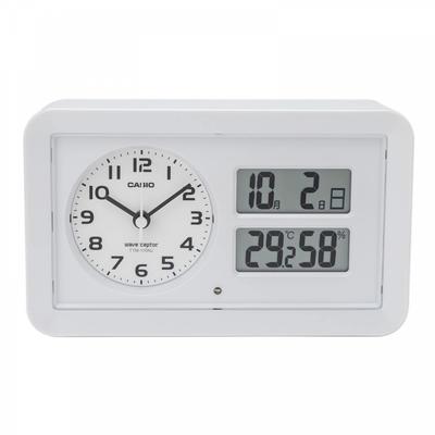 Alarm Clock Radio White Analog Snooze with Light Automatic Lighting TTM-170NJ-7JF
