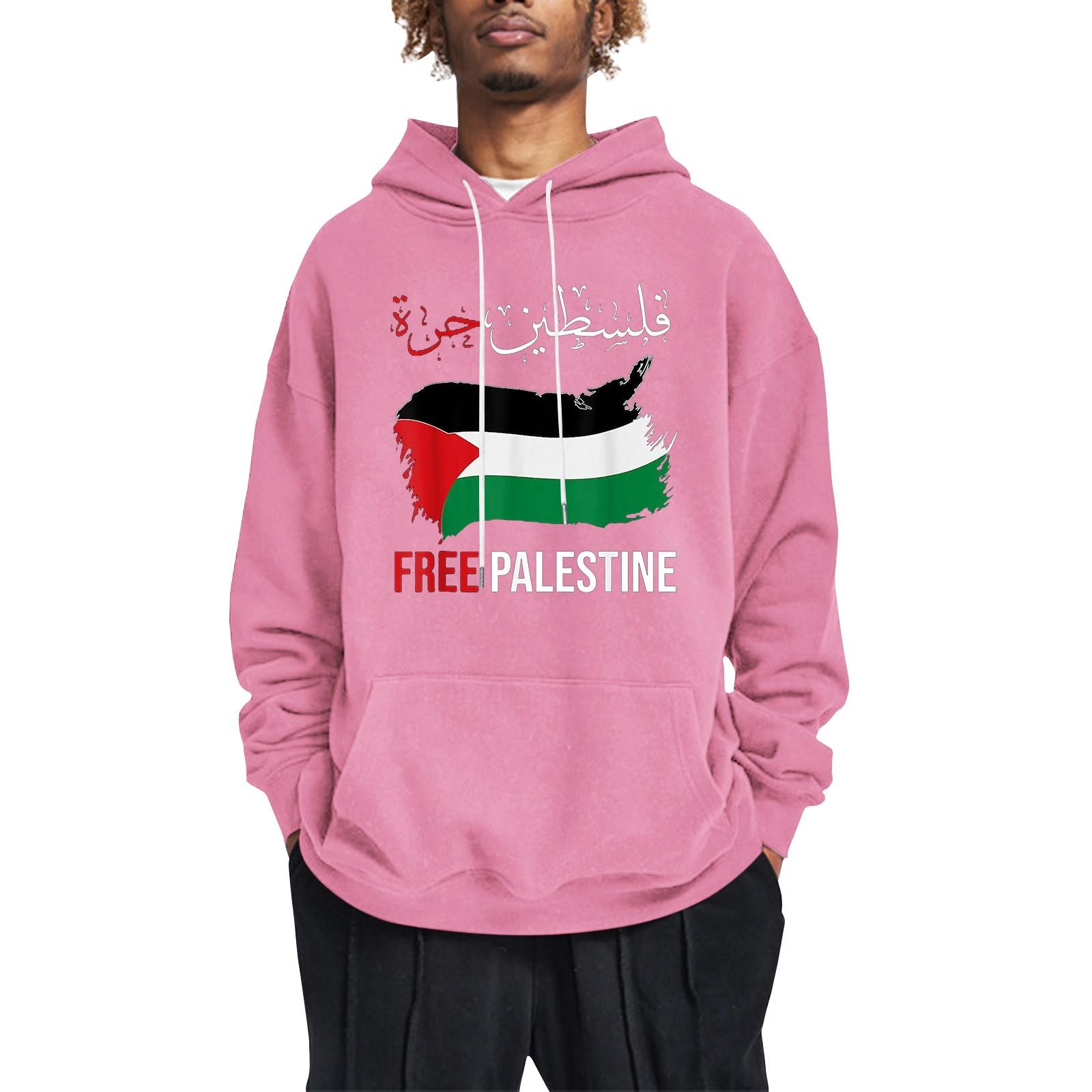 FREE PALESTINE Мужская свободная толстовка с капюшоном с принтом мужская повседневная модная спортивная толстовка M розовый 2340₽