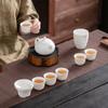 Dehua White Porcelain Mutton-Fat Jade Relief Tea Set
