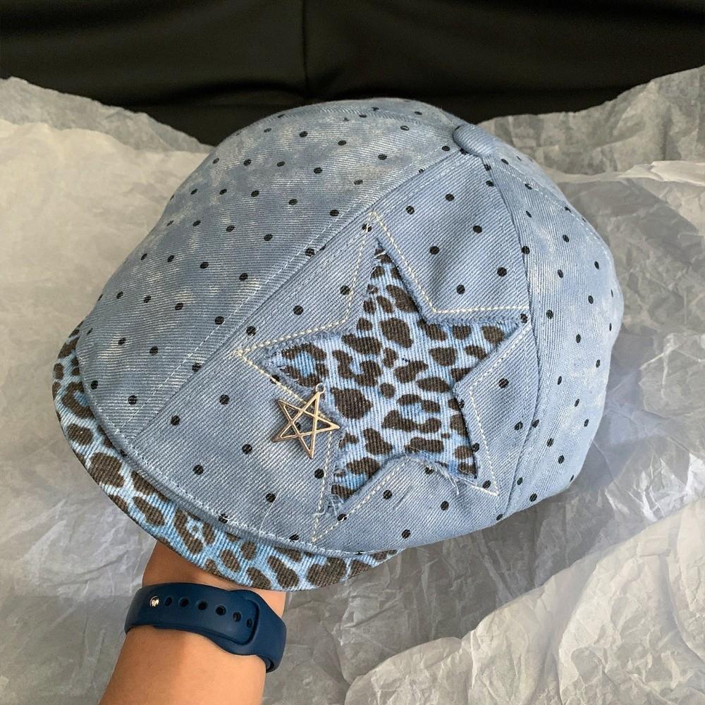 Adjustable Newsboy Forward Cap Polka Dot Soft Baseball Hat Fashion Leopard Print Beret  Party