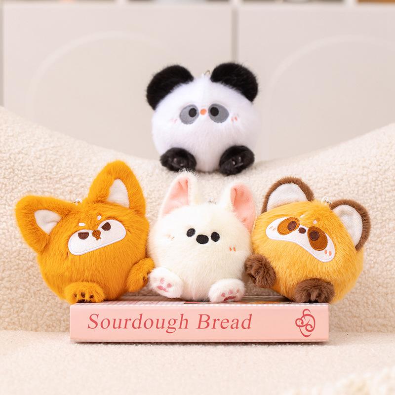 Cute Animal Panda Puppy Decompression Doll Plush Toy Bear Doll Girl Bag Keychain Small Pendant