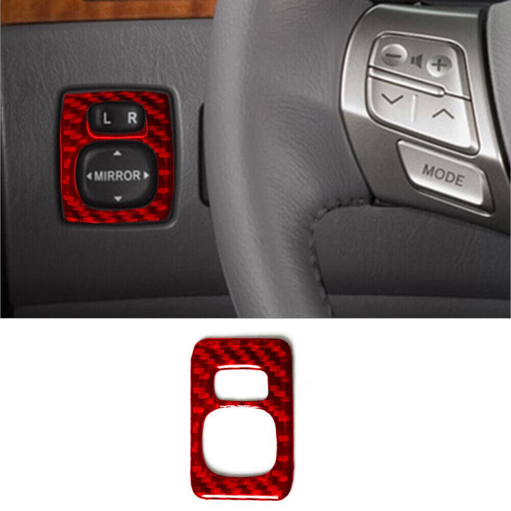 For Toyota Camry Red Carbon Fiber Rearview Mirror Control Button Cover Trim