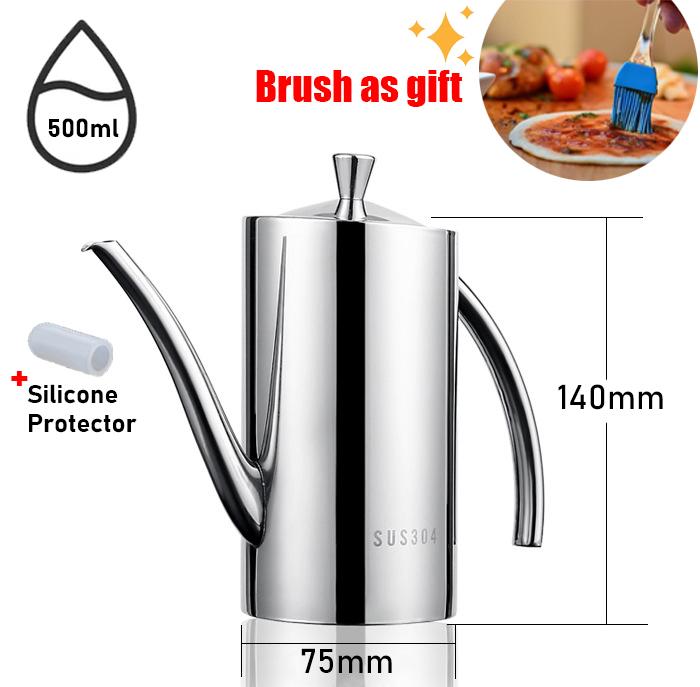 SUS304 Stainless Steel Oil Dispenser  Bottle Leakproof Cruet with Spout Easy Precision Pouring of Olive Oil Vinegar and Grease