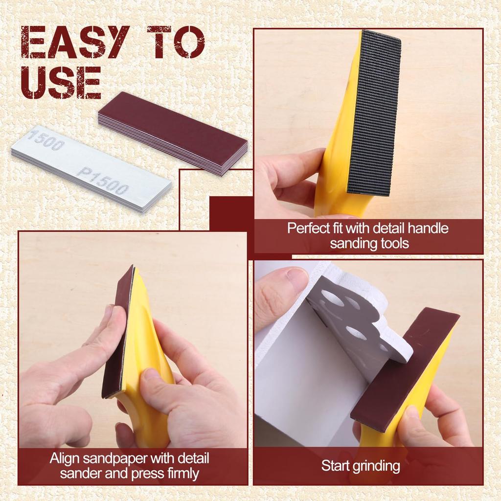 LEONTOOL Sandpaper Set for Hand 1500 Grit Replacement Magic Micro Finishing Sander Micro Detail and Mini Sanding Paper Compatible with Sanders and