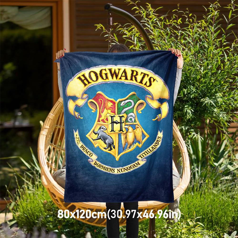 1pc Hogwarts Harry Potter Crest Outdoor Flannel Throw Blanket All Season Soft Warmth,Home Decor 1031229