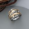 Novel Two-tone Rings with Multi-cross Design Bright Stylish Finger Accessories for Women Shiny Fashion Jewelry for Daily Party