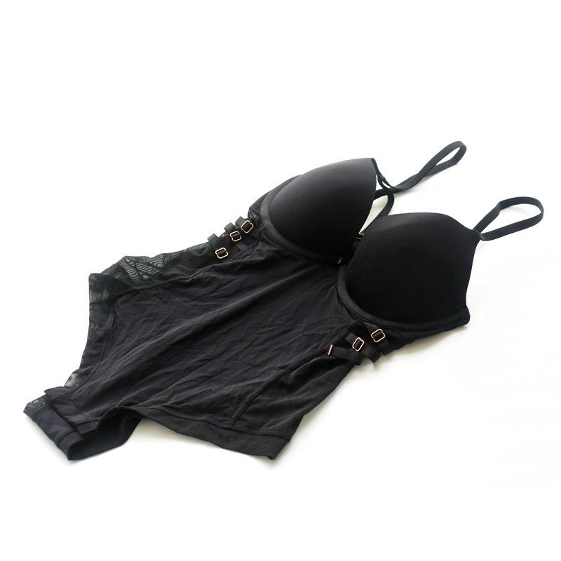 

Yue Ji First Bras Sexy Jumpsuit Black Skinny Slimming Wear-Free Bra Base Clothing Sexy Push-up Underwear Black (non-refundeable) 30D/65D