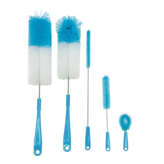 5Pcs/Set Long Handle Bottle Brushes Ergonomic Handle Beer Wine Decanter Bottle Cleaning Scrubber Kit