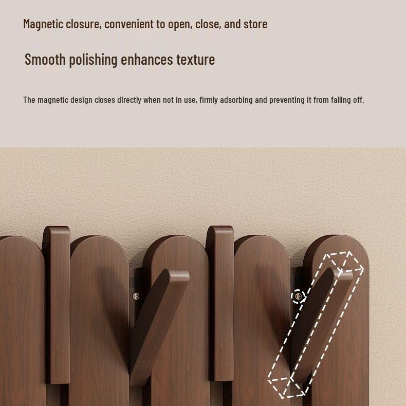 Piano Key Solid Wood Wall-Mounted No-Drill Coat and Hat Rack