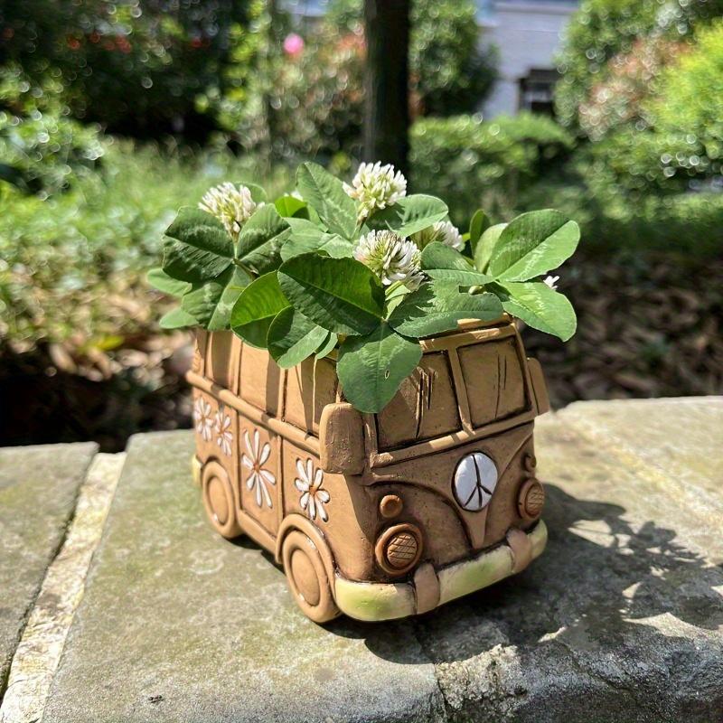 1PC retro hippie carriage resin flower pot, creative indoor and outdoor decoration flower pot, multi-functional room decoration