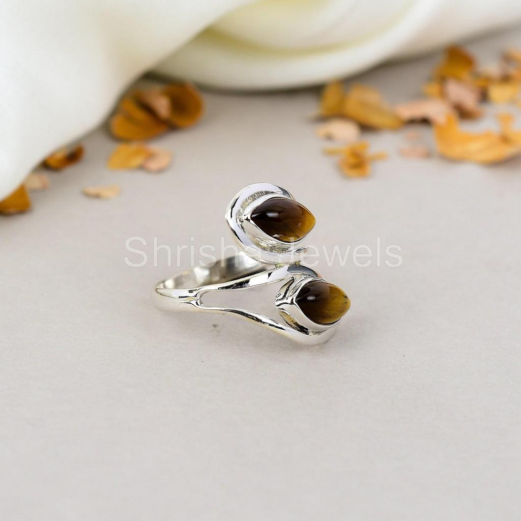 Tiger Eye 925 Sterling Silver Brown Marquise Shape Gemstone Handmade Jewelry For Women