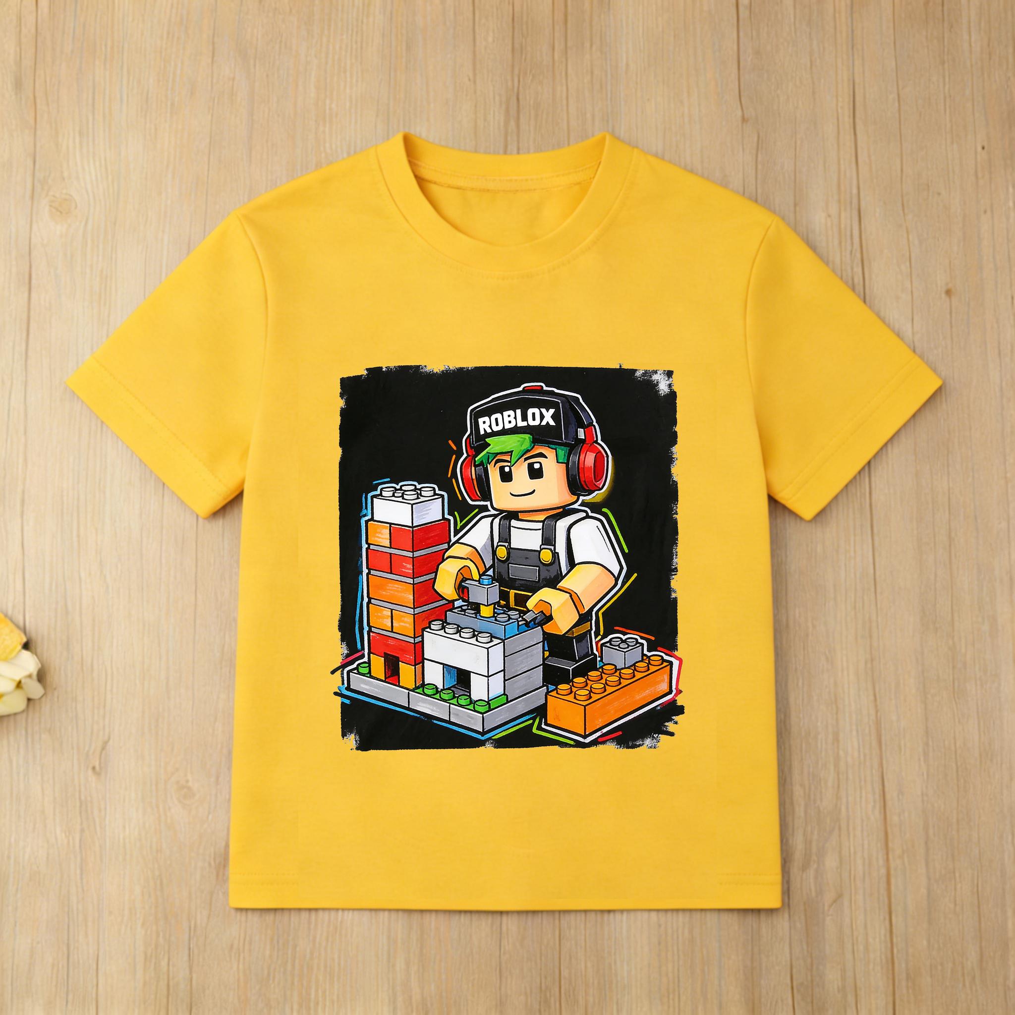 Roblox Style Kids TShirt 3D Cartoon Block Characters Print Breathable Short Sleeve Tops for Boys Girls 100