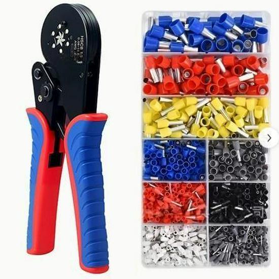 HSC8 16-6 Self-Adjusting Crimping Pliers for VE Tube and Pin Terminals, Purple Copper/Brass, 0.08-16mm.