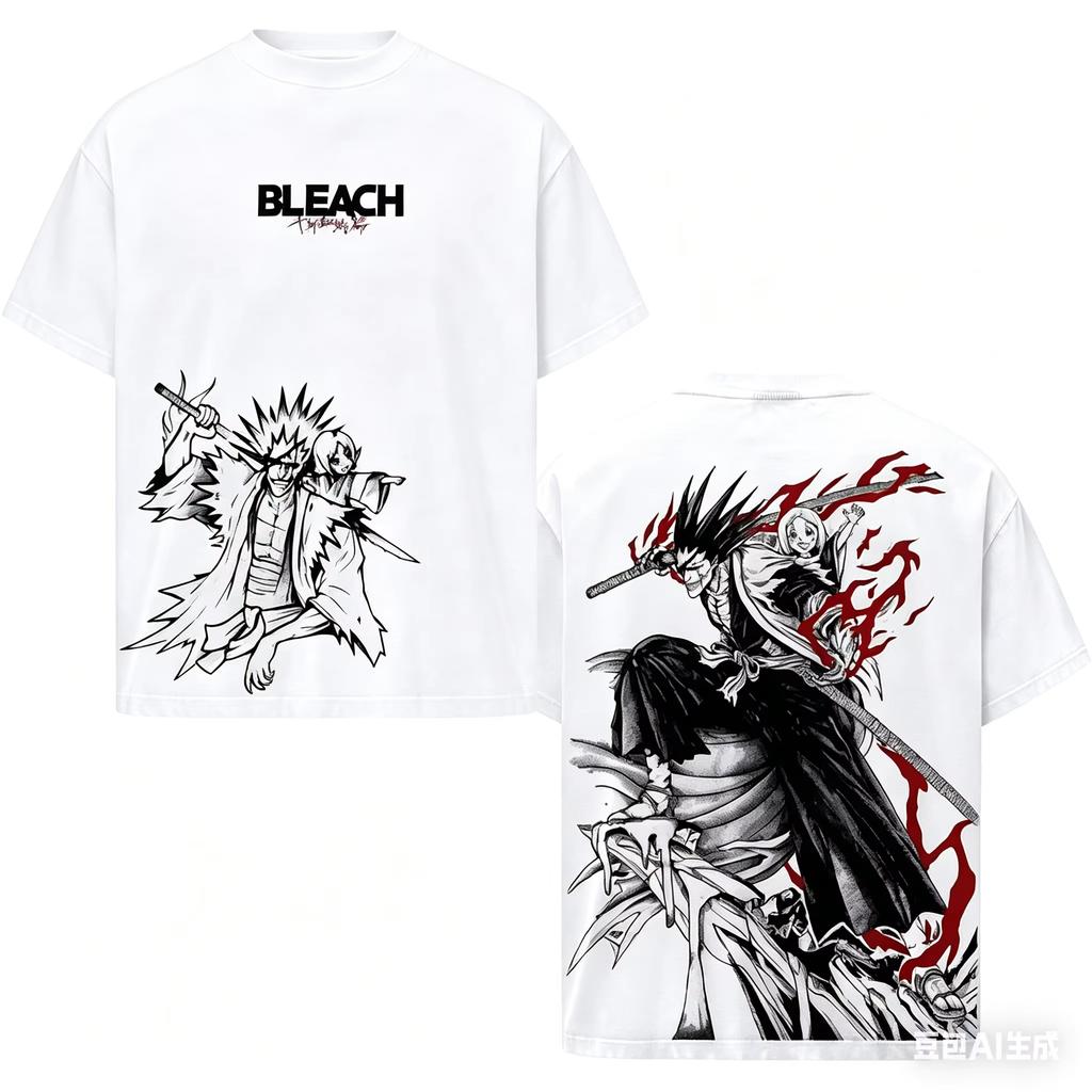 Bleach Thousand Year Blood War Ichigo Kurosaki Bold Letter Japanese Kanji Vintage Print Anime Oversized Y2K Style Women And Men T-Shirt