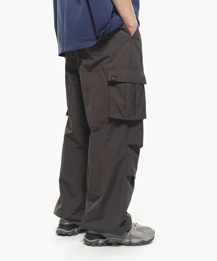MOZMOZ Parachute Nylon Cargo Pants Charcoal