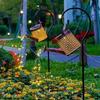 Solar Powered Iron Art Water Shower Lamp - Waterproof Outdoor Garden Decor