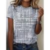 Tricou pentru femei cu imprimeu 3D - Tricou confortabil cu mânecă scurtă, guler rotund, bluză casual elastică medie, pentru primăvară, respirabil, cămașă imprimată, ținută la modă