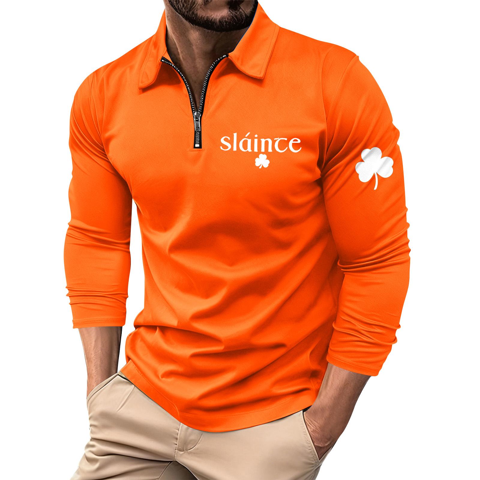 

Men s Printed Collared 1/4 Zipper Long Sleeve Casual Sports Top L шафрановий