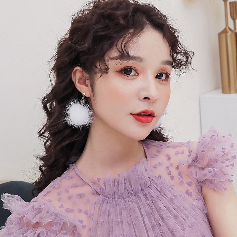 Korean S925 Silver Christmas Earrings: Asymmetrical Drip Oil with Diamonds, Snowman & Tree Pompon Studs.