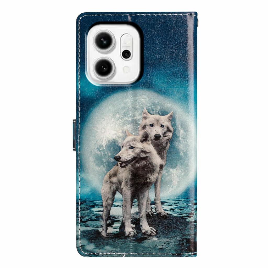 Pour Oppo Reno14 5G (Global) Étui Portefeuille en Cuir PU avec Impression de Motifs, Support, Housse de Téléphone avec Lanière