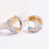 Vintage Colorful Enamel Flowers Huggies Earrings for Women Girls Gold Plated Round Circle Hoop Earrings Female Classic Jewelry