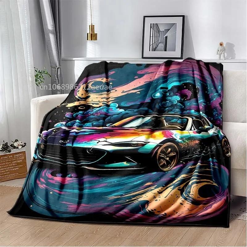 Neon Japanische Kunst Miata Auto Bedruckte Flanelldecke Leicht Warm Plüsch Bett Sofa Stuhl Decke