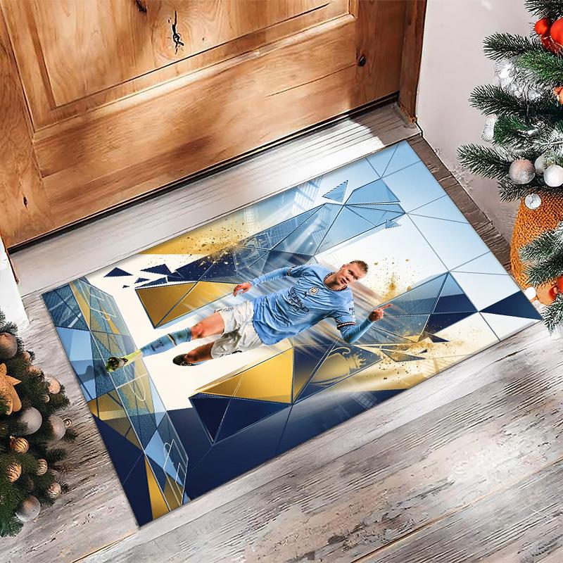Erling Haaland Calcio Football Pattern Tappeto Morbido per Area Tappeto per Pavimento Interno Antiscivolo Tappetino Decorazione Sportiva per Camera da Letto
