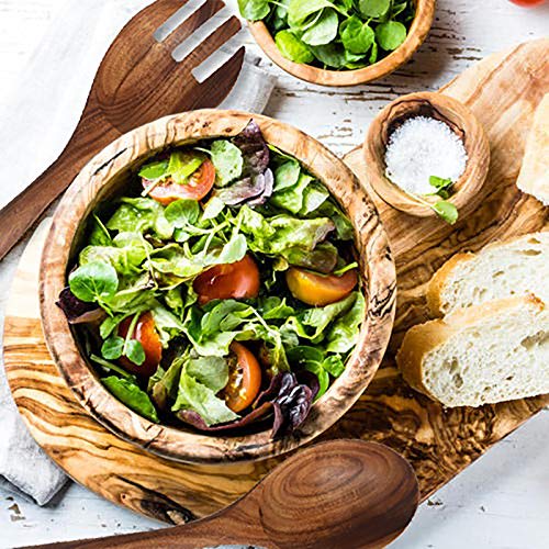 Set of 2 Wooden Salad Servers, Acacia Stirring Spoons, 10-inch, Wooden Utensils for Salad Serving