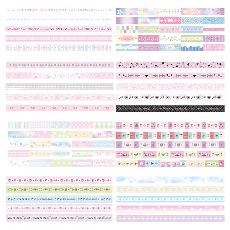5Pieces Sweet Themed Washi Tape Rolls Creative Decorative Tape Stickers for Journals And Handmade Projects Craft Supply
