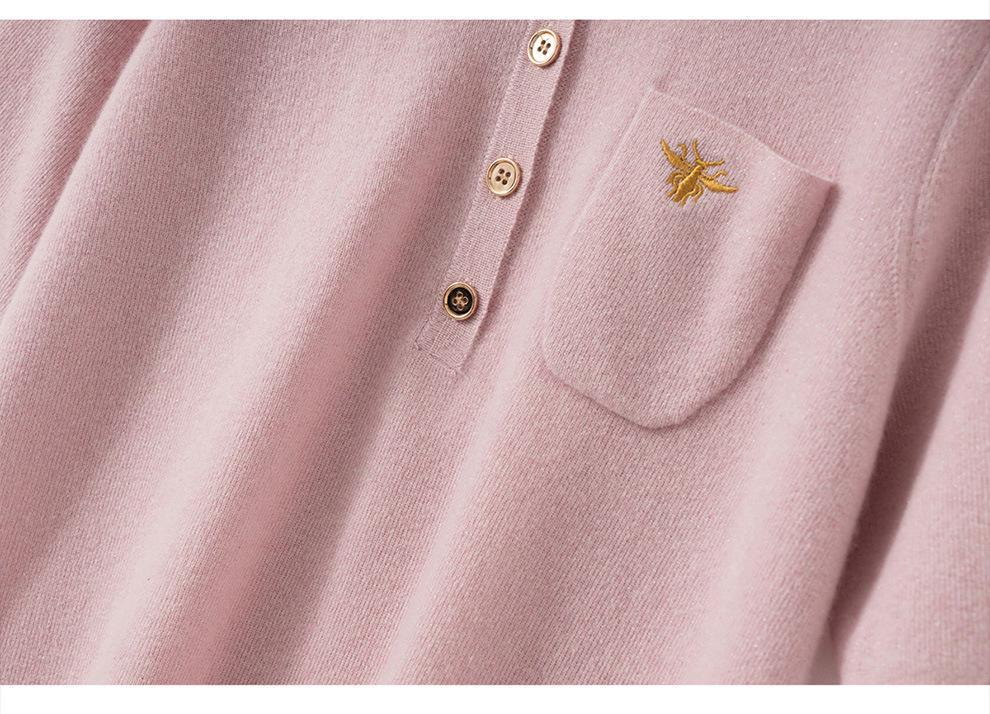 Women's Pure Cashmere Lapel Sweater - Autumn/Winter Loose Polo Knit Jumper