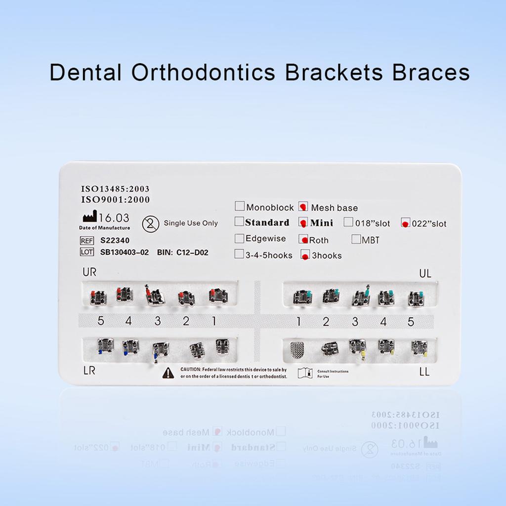 10 Packs Metal Dental Teeth Orthodontics Brackets Braces Mini Roth 022 Mesh Base 3 Hooks