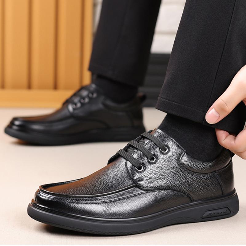 Leather Shoes For Men 2024 Casual Low-top Soft-soled Men's Shoes One-leg Outdoor Casual Lightweight Middle-aged Dad Shoes 38-44