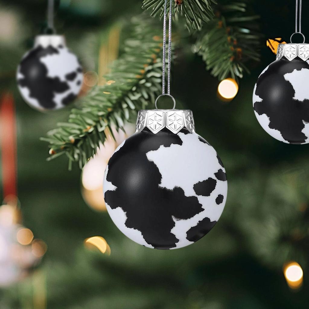 Christmas Ball Cow Print Pattern Christmas Animal Theme Christmas Western Style Christmas Decoration