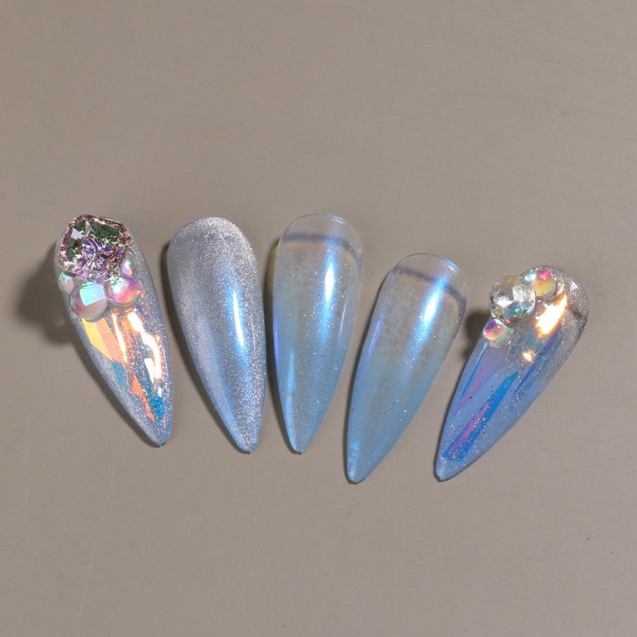 Pevný pudr Třpytky na nehty Aurora Zrcadlo Duhový chrom Mořská panna Pigment Holografický třecí prach Dekorace na nehty Manikúra