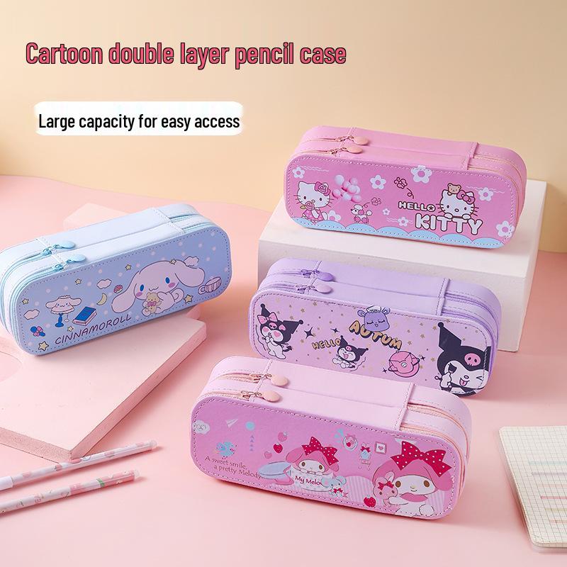 Double-Layer Cartoon Pencil Case - Kuromi, Cinnamoroll & My Melody for Boys and Girls