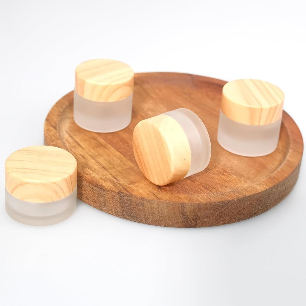 32 Piezas Frascos Vacíos Redondos Vidrio Transparente Mate Contenedor de Cosméticos Botella de Muestra Recargable Caja Tarro para Crema Facial para Maquillaje