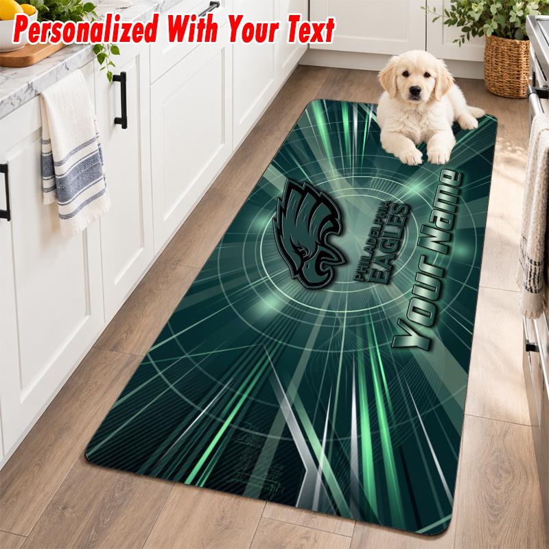 Philadelphia Eagles Individueller Name Flanellteppich Küchenmatte Rutschfester Bodenteppich Personalisierte Heimdekoration